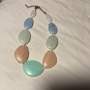 WIRE WRAPED MULTICOLOR faux STONE necklace